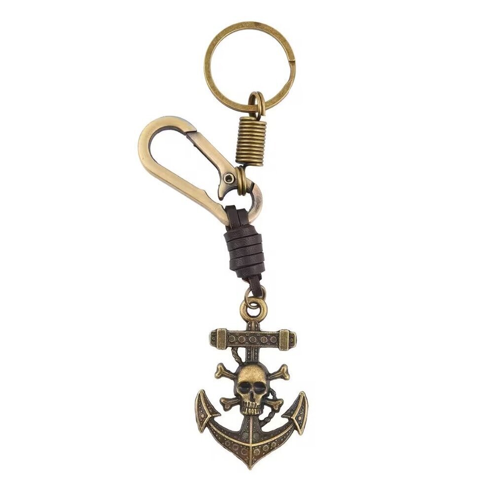 SKULL Keychain in Faux Leather and Goldtone Gift Box